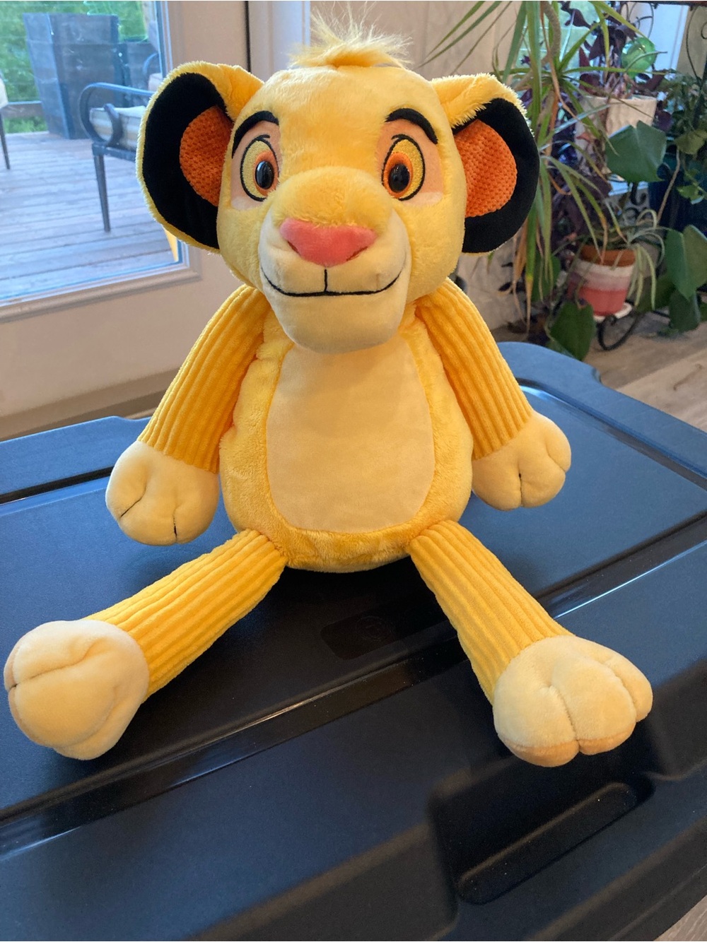 Scentsy Yellow Lion Plush Stuffed Animal - Pink Nose, Black Ear Accents
